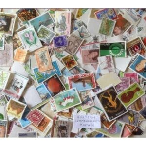 Collection of various colorful postage stamps.
