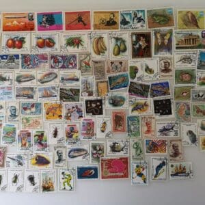 Colorful assortment of international postage stamps