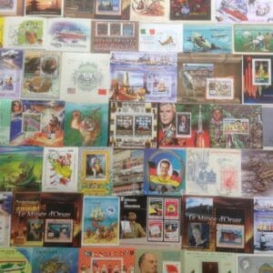 Assorted vintage postage stamp collage