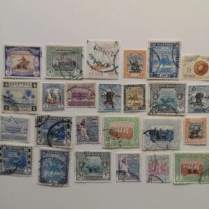 Collection of vintage Sudanese postage stamps.