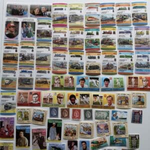 Collection of diverse vintage postage stamps.