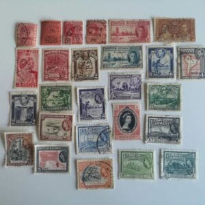 Collection of vintage British Guiana postage stamps.