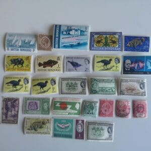 Collection of vintage British Honduras postage stamps.