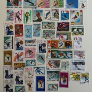 Collection of vintage Olympic winter sports stamps
