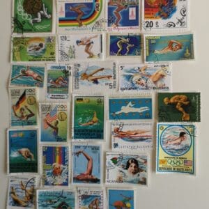 Assorted Olympic swimming and diving stamps