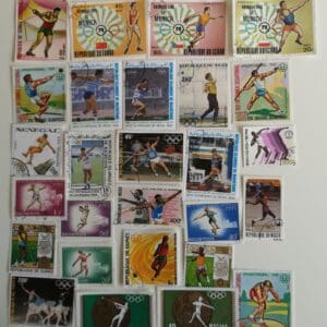 Assorted vintage Olympic sports postage stamps