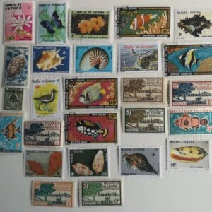 Collection of colorful Wallis and Futuna stamps.