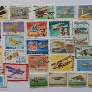 Collection of vintage airplane postage stamps