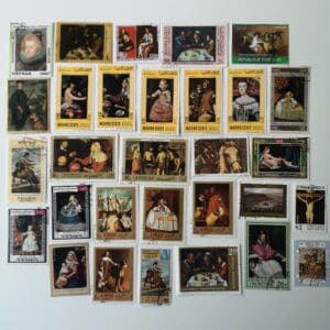 Assorted vintage stamps depicting classical portraits