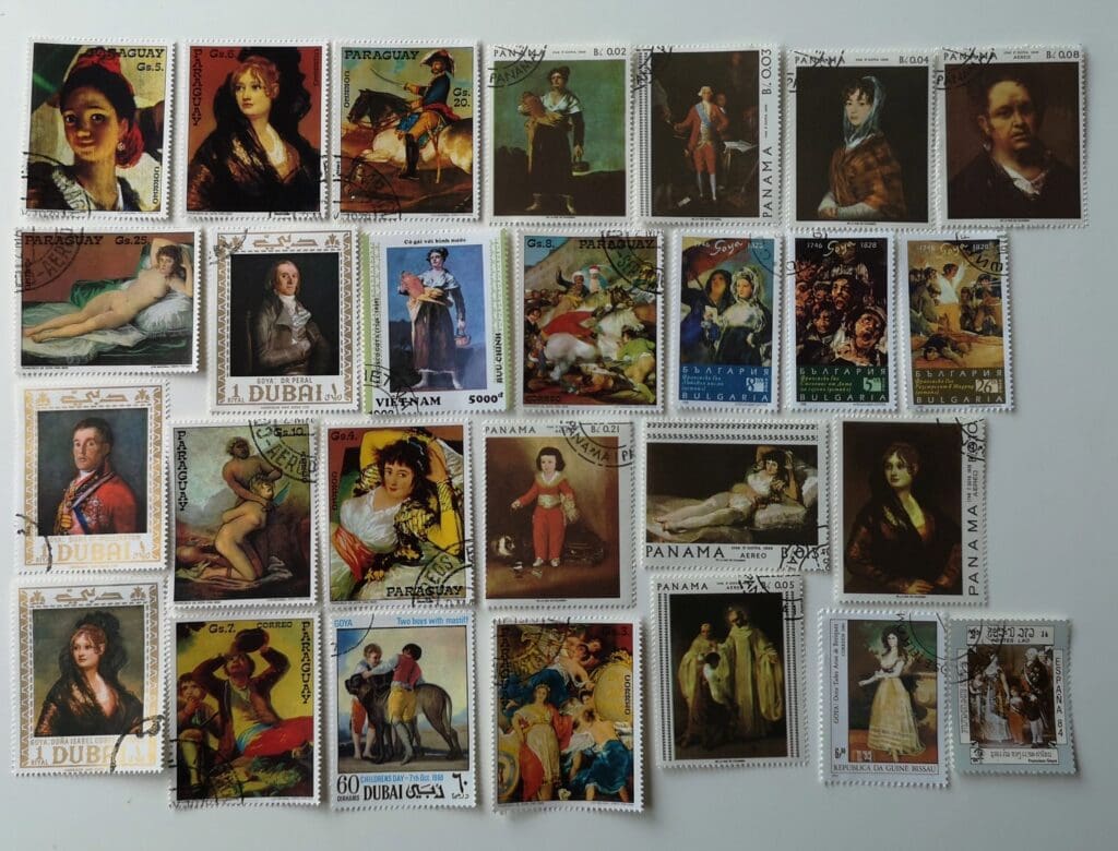 Collection of vintage art postage stamps