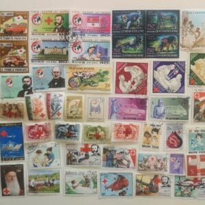 Assortment of vintage Red Cross postage stamps