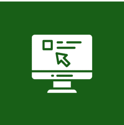 Computer screen with cursor, green background.