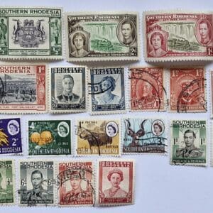 Vintage Southern Rhodesia postage stamps collection.
